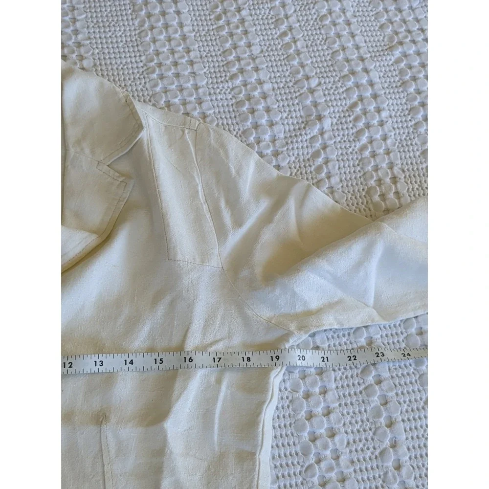 CP Shades 100% Linen Jacket Button USA Made‎ White Sz Medium Lagenlook
